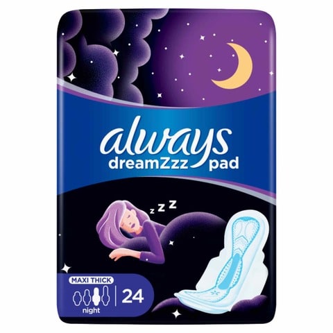 Always Dreamzz pad Clean Dry Maxi Thick Night long Sanitary Pads with wings  7 Count price in Saudi Arabia, Carrefour Saudi Arabia