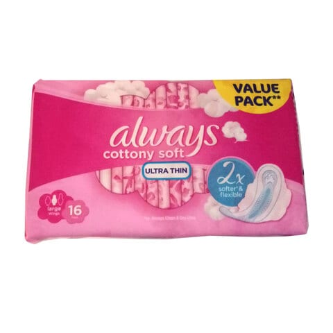 Always Ultra Cotton Soft Long Sanitary Pads White 16pieces