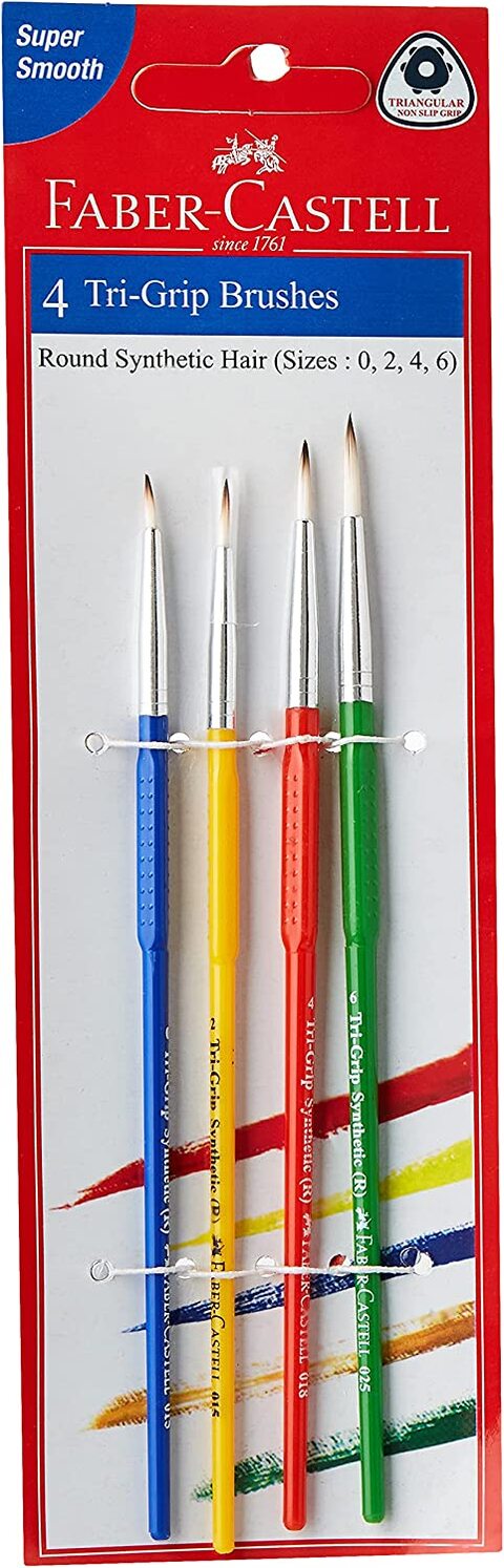 Faber-Castell 4Piece Tri Grip Paint Brush Multicolour