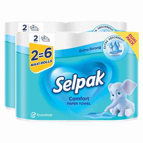 اشتري Selpak Comfort Paper Towel Dual Pack 2 Ply Maxi Rolls في الامارات