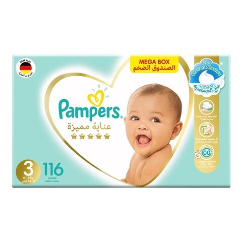 Pampers Premium Care Taped Baby Diapers Size 3 (6-10kg) 116 Diapers