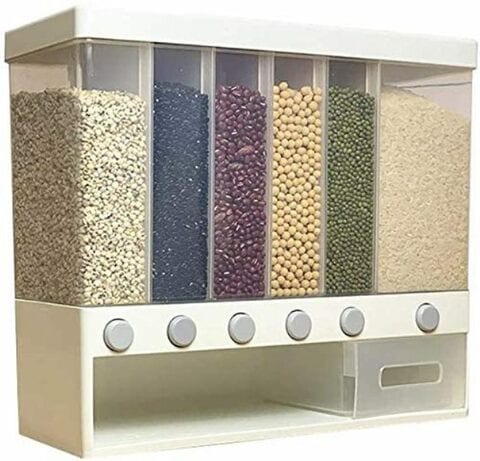 Kitchen Whole Dry Food Dispenser, Wall-Mounted Grains Food Dispenser, Home Kitchen Storage Tank Grains Rice Bucket Storage Box