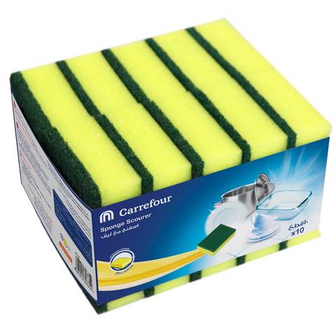 Carrefour Sponge Scourer Yellow 10 PCS