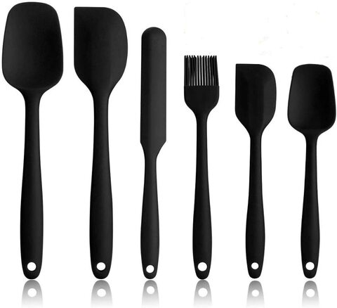 Doreen Silicone Spatula Set - 6 Piece Non-Stick Rubber Spatula Set, Heat-Resistant Spatula Kitchen Utensils Set for Cooking, Baking and Mixing  - Black（GC800A）