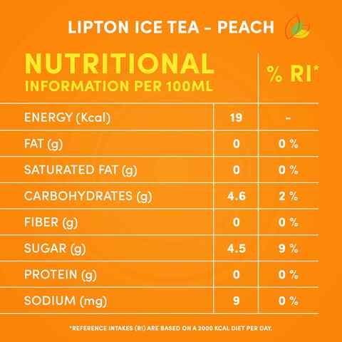 Lipton Peach Ice Tea Non Carbonated Low Calories Refreshing Drink 320ml Pack of 6