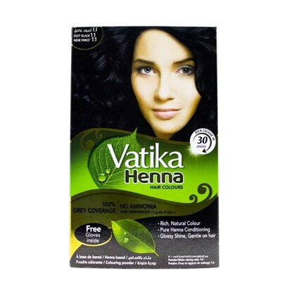 Vatika Heena Natural Hair Color 1.1 Deep Black 10g x Pack of 6