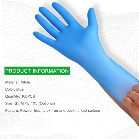 Generic-Disposable Nitrile Gloves Powder Free Latex Free Gloves Protective Glove for Home Cleaning Restaurant Kitchen Catering Laboratory Use 100PCS/Pack