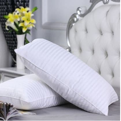 Rahalife Pack Of 2 Soft Stripe Hotel Pillow Microfibre White 75x50 centimeter