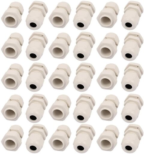 PG9 Waterproof IP68 Safety Nylon Cable Gland Connector Joints White 30pcs