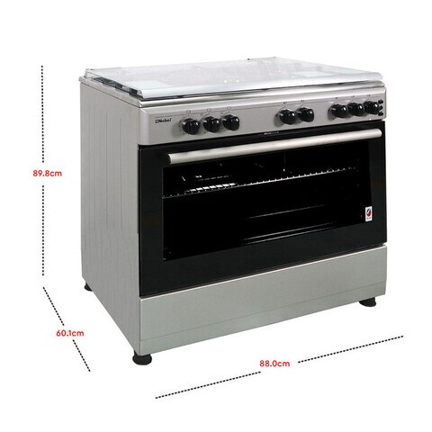 Nobel Gas Cooker Stainless Steel 90X60 5 Gas Burners FFD Gas Oven Turkey NGC9699 (Basic Installation Included)