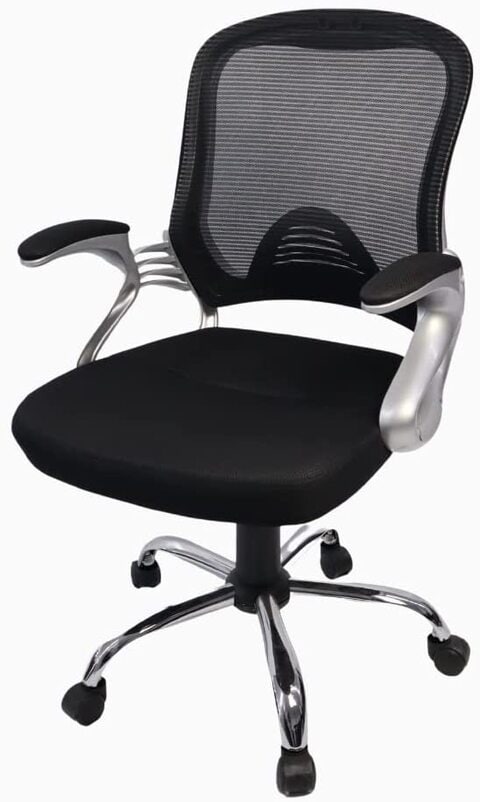 Karnak Ergonomic Office Chair Breathable Mesh Computer Task Desk Chair With Flip-Up Armrest Adjustable Height Executive Rolling Swivel Mid Back Chair For Home Working Study - Black K-9135