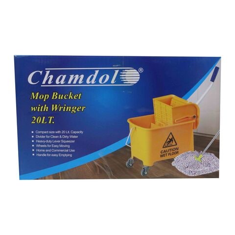 Chamdol Heavy Duty Mob Bucket With Wringer Cleaning Set Yellow
