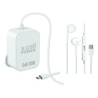 X.Cell GaN Wall Charger White 30W And Wired In-Ear Headset White