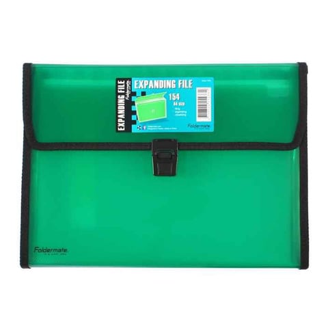 Foldermate A4 Expanding File with Handle and 13 Pocket Green