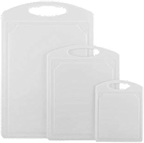 3-Piece Poly Cutting Board Set, White, Sold by at Home