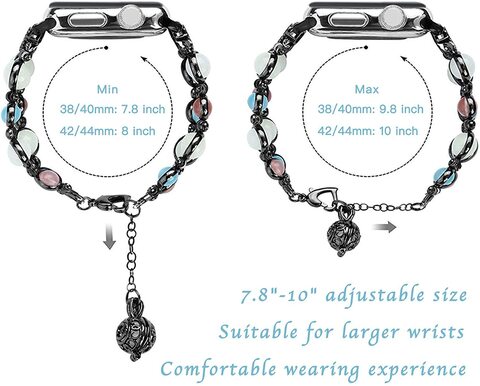 Aiwanto Apple Watch Band Ladies Apple Watch Strap Chain Bracelet for Women&#39;s Watch Band  Compatible with iWatch Series5 Series4 Series3 S2 S1 (Black, 38mm/40mm)