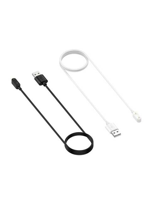 Fitme 2-Piece Charging Cable For Huawei Watch Fit / Watch Mini / Huawei Band 6 / Huawei Band 7 / Honor Band 6 / Honor Watch Es, Black/White