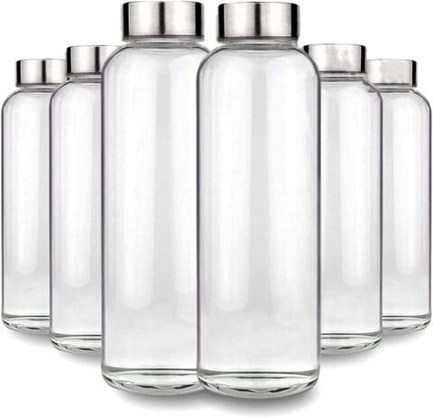 Star Cook glass drinking bottle 1L glass bottle, leak-proof, with screw cap, can be used for kombucha brewing bottle, kefir, beer, soda, juice, water, transparent 500ml 6pcs