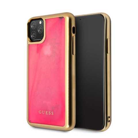 Guess - Apple iPhone 11 Pro Case, Glow Dark TPU Case Compatible for iPhone 11 Pro and support Wireless Charging, Easy Access to All Ports, CG Mobile Officially Licensed - Matte Gold/Blue
