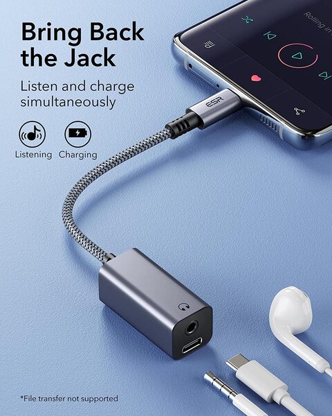 ESR 2-in-1 USB-C Headphone Adapter - Grey 