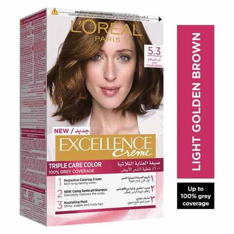 L&#39;Oreal Paris Excellence Creme Triple Care Permanent Hair Colour 5.3 Light Golden Brown