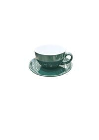 Liying 12Pcs Porcelain Cups And Saucers Set - Dark Green Colour Tea Set - 200Ml Cup 6Pcs And Saucer 6Pcs Set For Idle Tea, Turkish Coffee, Espresso And Cappuccino