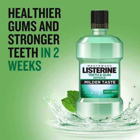 Listerine Teeth And Gum Defense Mouthwash Soft Mint Green 250ml
