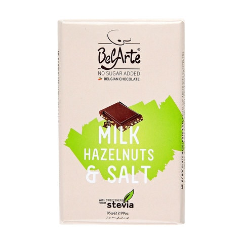 Belarte Milk Hazelnut And Salt Belgian Chocolate With Stevia 85g