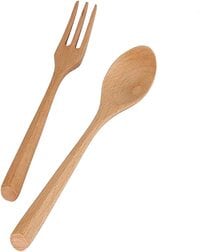AtrauX Wooden Fork, 2Pcs/Set Non-Toxic and Eco-Friendly Wooden Spoon Fork, Flatware Set Cutlery Set for(Spoon and fork combination)