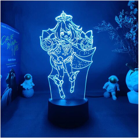 3D Illusion Lamp Kawaii Genshin Impact Character 3D Nightlight Gaming Room Desktop PC Backlight Kids Bedroom Holiday Lighting Gift Decor