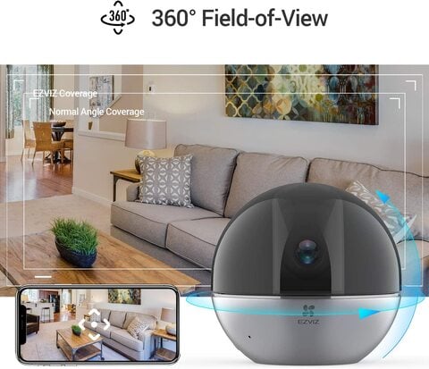 EZVIZ C6W 4MP Wifi Smart Home Indoor Security Camera Auto-Zoom Montion Tracking Human Detection 360&deg; Degree Night Vision Privacy Shutter Two-Way Talk Instant Alarm with App Control Works with Alexa