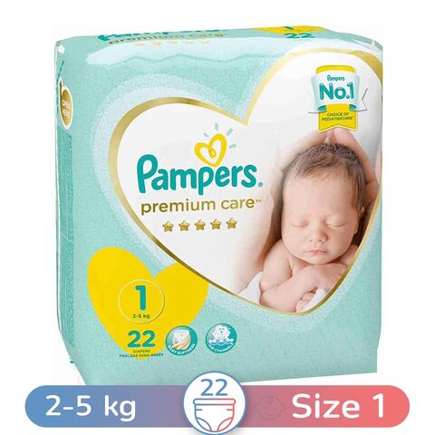 Buy Pampers Premium Care Diapers - Size 1 - Newborn - 2-5 Kg - 22 Diapers in Egypt