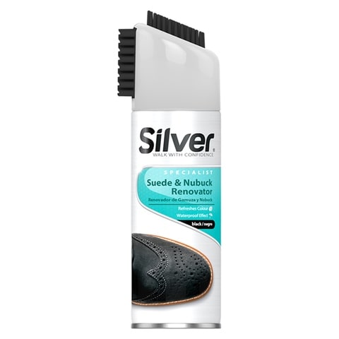 Silver Suede And Nubuck Renovator With Brush Cap Black 200ml