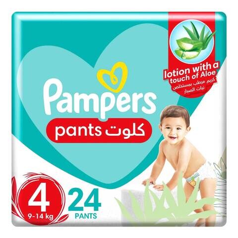 Pampers Baby-Dry Pants with Aloe Vera Lotion Stretchy Sides and Leakage Protection Size 4 9-14 kg Mega Pack 24 Diapers