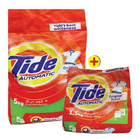 Tide Detergent Powder Original 5 Kg + Tide Detergent Powder Original 1.5 Kg Free