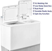 Super General 12 Kg Twin-Tub Semi-Automatic Washing Machine, White, Efficient Top-Load Washer With Low Noise Gear Box, Spin-Dry, SGW-1212, 89 x 54 x 97 cm, 1 Year Warranty (Installation not Included)