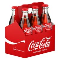 Coca-Cola Original Taste Carbonated Soft Drink Glass Bottle 290ml Pack of 6