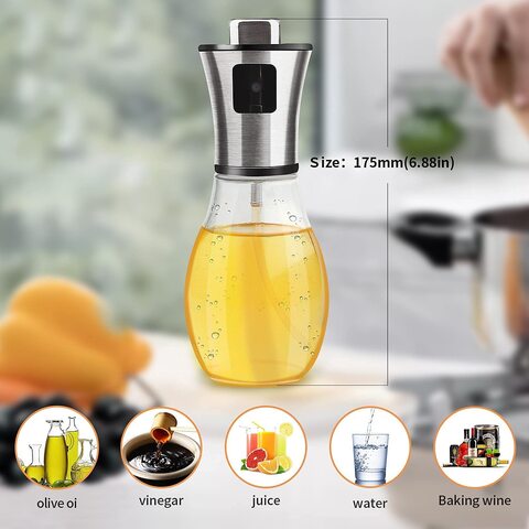 Milukon Oil bottle Sprayers,200ml Olive Oil Sprayer, Oil Sprayer for  Cooking, BBQ, Oil Sprayer, for Kitchen, BBQ, Baking（Black）