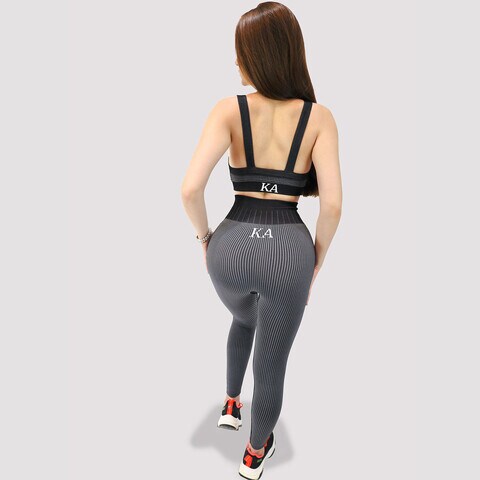 Kidwala 2 Pieces Warrior Set - High Waisted Leggings with Sports Square neck Bra Shoulder Strap Workout Gym Yoga Sleeveless Outfit for Women (Small, Black)