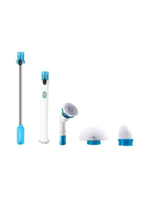 Generic 5-Piece Electric Powered Spin Scrubber Set White/Blue