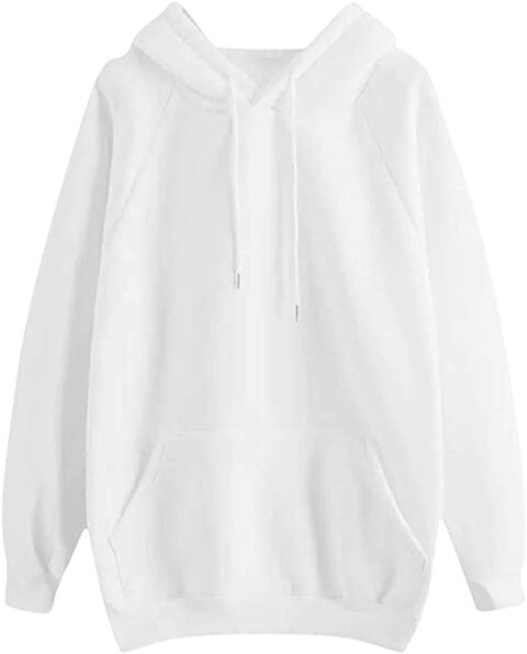 Sofia Clothing Unisex Hoodie Sweatshirt Long Sleeve with Pockets (White, XL)