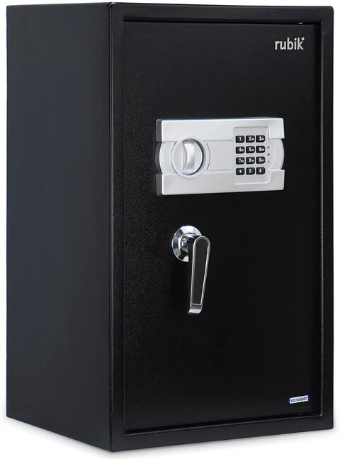 Rubik Large Safe Box with Digital Keypad and Key Lock, Fire Resistant Security Box Protect Money Documents for Home Office (Size 36x30x60cm) Black
