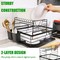 Doreen Dish Drying Stand Bowl Storage Rack Plate Organizer Utensil Holder for Kitchen Countertop Large Capacity Antibacterial Stylish Black