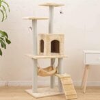 Buy Doreen 4.1ft (125cm) Cat Tree Tower Cat Tree House Cat Tree Condo Furniture Scratch Post for Kittens Pet House Play Wood Rattan Pet Supplies with Versatile Safe Bed Easy to Assemgbly (Beige)(GC2317A) in UAE