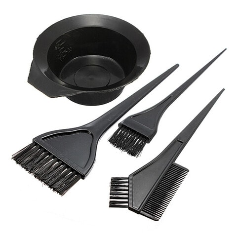 4Pcs Set Black Hair Dyeing Accessories Kit Hair Coloring Dye Comb Stirring Brush Plastic Color Mixing Bowl DIY Hair Styling Tool