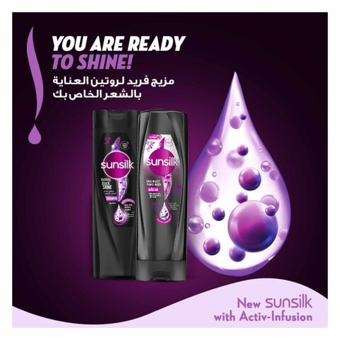 Sunsilk Shampoo, for long-lasting black hair, Black Shine, With Amla, Pearl Protein &amp; Vitamin E, 400ml