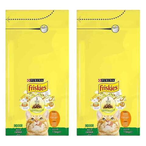 Purina Friskies Indoor With Chicken And Vegetables Cat Food 1.5Kg x Pack of 2 20%Off