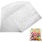 Buy Homarket® Thickened 100 Pcs Self Adhesive Treat Bags Lovely White Dotted Cellophane Treat Bags for Bakery Candy Cookie（GC2619A） in UAE