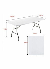 Adjustable Folding Table Portable Plastic Picnic Party Camping Table Indoor Outdoor, Size 180X74X74CM