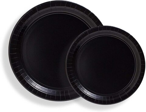 Black plastic party outlet plates